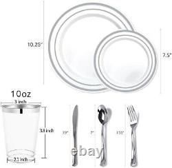 700 Piece Silver Dinnerware Set 200 Silver Rim Plaques En Plastique 300 Pla Argent
