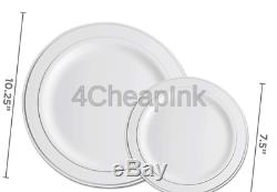 700 Pièces D'argent De Vaisselle 200 Argent Rim Plastique Plaques 100 Argent