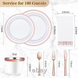 700 pièces de vaisselle jetable : assiettes, gobelets, fourchettes, couteaux, cuillères, serviettes, neuf
