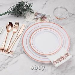 700 pièces de vaisselle jetable : assiettes, gobelets, fourchettes, couteaux, cuillères, serviettes, neuf