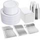 700pcs Assiette En Plastique Argentée Ensemble D'assiettes Argentées 100 Invités Jetables