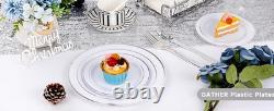 700PCS Assiette en Plastique Argentée Ensemble d'Assiettes Argentées 100 Invités Jetables