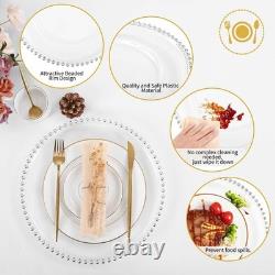 Assiette de service en argent clair avec bord perlée, paquet de 24, 13 pouces