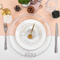 Assiette de service en argent clair avec bord perlée, paquet de 24, 13 pouces