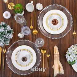 Assiette de service en argent clair avec bord perlée, paquet de 24, 13 pouces