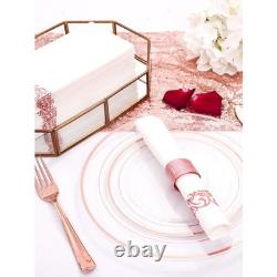 Assiette en plastique jetable durable avec bord argenté, ensemble de fête, vaisselle élégante, 50 pièces