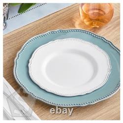 Assiette ronde en plastique blanche avec bord vintage argenté Visions Heirloom 7 1/2 pouces