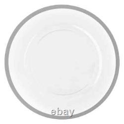 Assiettes de chargement en plastique transparent de 13 pouces avec bordure argentée - Lot de 40