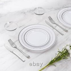 Assiettes de fête jetables robustes et durables de 600 pièces avec bordure dorée, idéales pour les événements, neuves