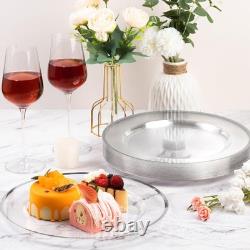 Assiettes de service argentées de 12 pouces, paquet de 50 transparentes avec bord argenté, jetables