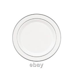 Assiettes en plastique blanches divines avec bord argenté, 9 pouces, paquet de 240