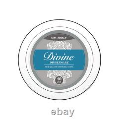 Assiettes en plastique blanches divines avec bord argenté, 9 pouces, paquet de 240