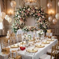 Assiettes en plastique jetables 350 pièces, bord doré jaune, pour 50 invités, mariage Liacere Led