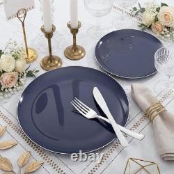 Assiettes en plastique jetables lourdes avec bord doré pour événements, fêtes, mariages, nouveauté