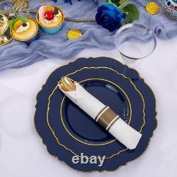 Assiettes en plastique vertes 350 pièces, élégantes fournitures de fête jetables avec bord doré, nouveau Assiettes en plastique vertes 350 pièces, élégantes fournitures de fête jetables avec bord doré, nouveau