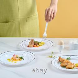 Assiettes jetables à bord argenté classique, 100 unités pour toutes les occasions