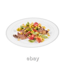 Assiettes jetables blanches Restaurantware de 10,5 x 10,5 pouces, 100 avec bord argenté