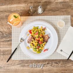 Assiettes jetables blanches Restaurantware de 10,5 x 10,5 pouces, 100 avec bord argenté