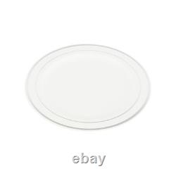 Assiettes jetables blanches Restaurantware de 7,5 x 7,5 pouces, 100 avec bord argenté P