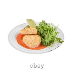 Assiettes jetables blanches Restaurantware de 7,5 x 7,5 pouces, 100 avec bord argenté P
