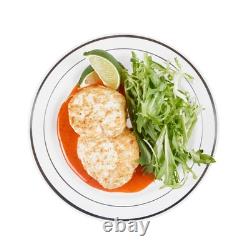 Assiettes jetables blanches Restaurantware de 7,5 x 7,5 pouces, 100 avec bord argenté P