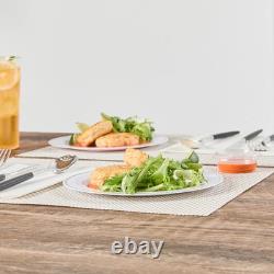 Assiettes jetables blanches Restaurantware de 7,5 x 7,5 pouces, 100 avec bord argenté P