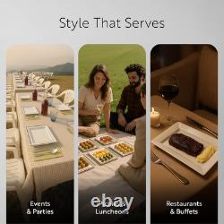 Assiettes jetables haut de gamme Moderna 9,5 x 6,3 pouces, 100 assiettes rectangulaires en plastique