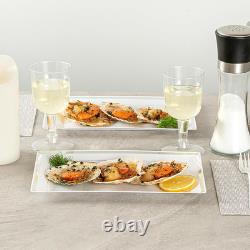 Assiettes jetables haut de gamme Moderna 9,5 x 6,3 pouces, 100 assiettes rectangulaires en plastique