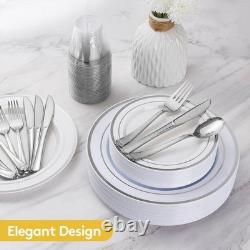 Assiettes jetables robustes de 600 pièces avec bord doré idéales pour événements nouveaux