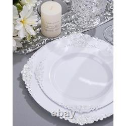 Assiettes rouges jetables avec bord doré, service de table pour 50 invités, fournitures de fête élégantes, États-Unis