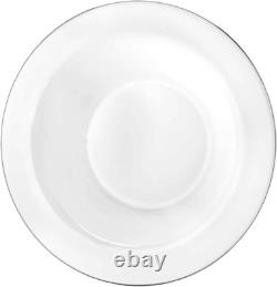 Bol en plastique rond jetable blanc de 14 oz avec bord argenté, 120 pièces