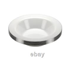 Bol en plastique rond jetable blanc de 14 oz avec bord argenté, 120 pièces