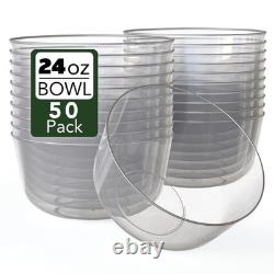 Bols en plastique jetables Trendables, lot de 50, 24 oz, transparents, modernes en plastique