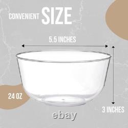 Bols en plastique jetables Trendables, lot de 50, 24 oz, transparents, modernes en plastique