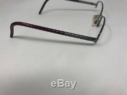 Burberry B1157 1003 Cadre Lunettes Italie Half Rim 52-17-135 Argent / Rouge Wz85