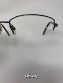 Burberry B1157 1003 Cadre Lunettes Italie Half Rim 52-17-135 Argent / Rouge Wz85