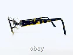 Bvlgari lunettes rectangulaires en métal argenté avec branches écaille de tortue Italie 2012B 53 17 130