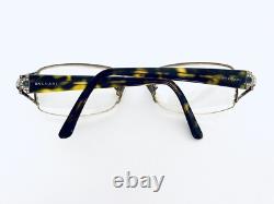 Bvlgari lunettes rectangulaires en métal argenté avec branches écaille de tortue Italie 2012B 53 17 130