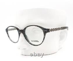 Chanel 3319 1527 Lunettes De Vue Lunettes Bleu Gris Tweed Avec Chaîne Gunmetal 51-19-140
