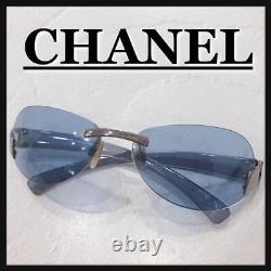 Chanel Lunettes De Soleil Bleu Argent Jante En Plastique Aucun Non. 52211
