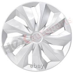 Couvre-jantes 4PC 14 pouces Hubcaps Universel Argent Snap On s'adapte aux pneus et jantes R14