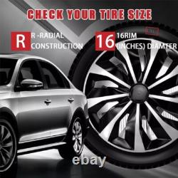 Couvre-roues 4X 16 pouces à clipser, enjoliveurs complets adaptés pour pneus R16 et jantes en acier