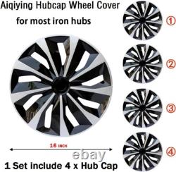 Couvre-roues 4X 16 pouces à clipser, enjoliveurs complets adaptés pour pneus R16 et jantes en acier