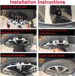 Couvre-roues 4X 16 pouces à clipser, enjoliveurs complets adaptés pour pneus R16 et jantes en acier