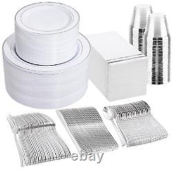 ENSEMBLE DE 700 ASSIETTES EN PLASTIQUE ARGENTÉES POUR 100 INVITÉS - JETABLES