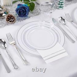 ENSEMBLE DE 700 ASSIETTES EN PLASTIQUE ARGENTÉES POUR 100 INVITÉS - JETABLES