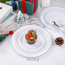 ENSEMBLE DE 700 ASSIETTES EN PLASTIQUE ARGENTÉES POUR 100 INVITÉS - JETABLES