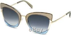 Emilio Pucci Ep 74 33w Blue Gold Cat Eye Sunglasses Cadre 55-23-135 Ep0074