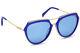 Emilio Pucci Ep16 90v Blue Plastic Aviator Lunettes De Soleil Cadre 56-18-135 Ep0016