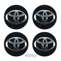 Ensemble de 4 pièces de bouchons de moyeu de roue Toyota 62 mm I Couvertures de jante avec logo noir